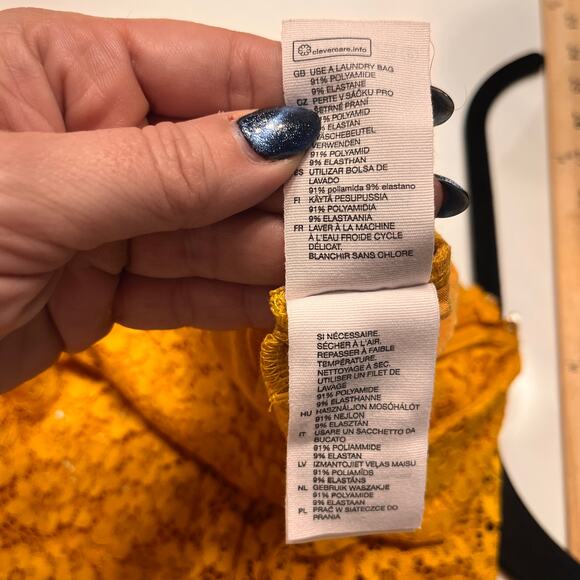 & Other Stories Yellow Lace Flare Stretch Pull on Pants Sz 2 - Picture 9 of 12